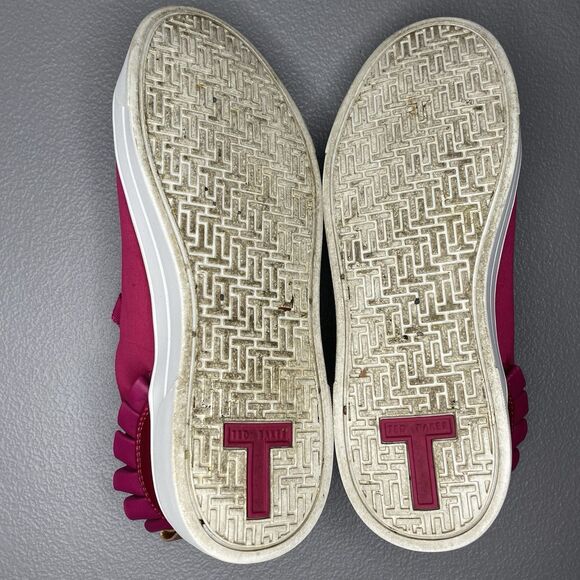 TED BAKER Astrina Luxe Sneakers Satin Leather Low-Top Womens 6 Fuchsia Pink - Picture 8 of 11